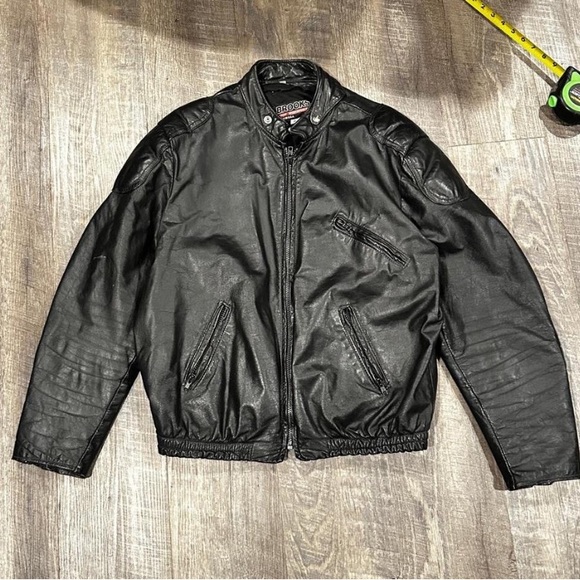Brooks Black Leather Bomber Jacket